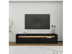 Suporte para televisor em madeira "Bati" - 150 x 36 x 46 cm - Preto 2