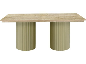 Mesa de jantar oval de madeira "Zénith" - 180 cm - 8 lugares sentados - Bege