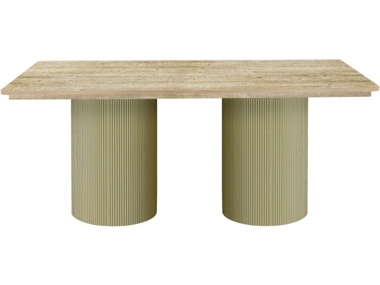 Mesa de jantar oval de madeira "Zénith" - 180 cm - 8 lugares sentados - Bege