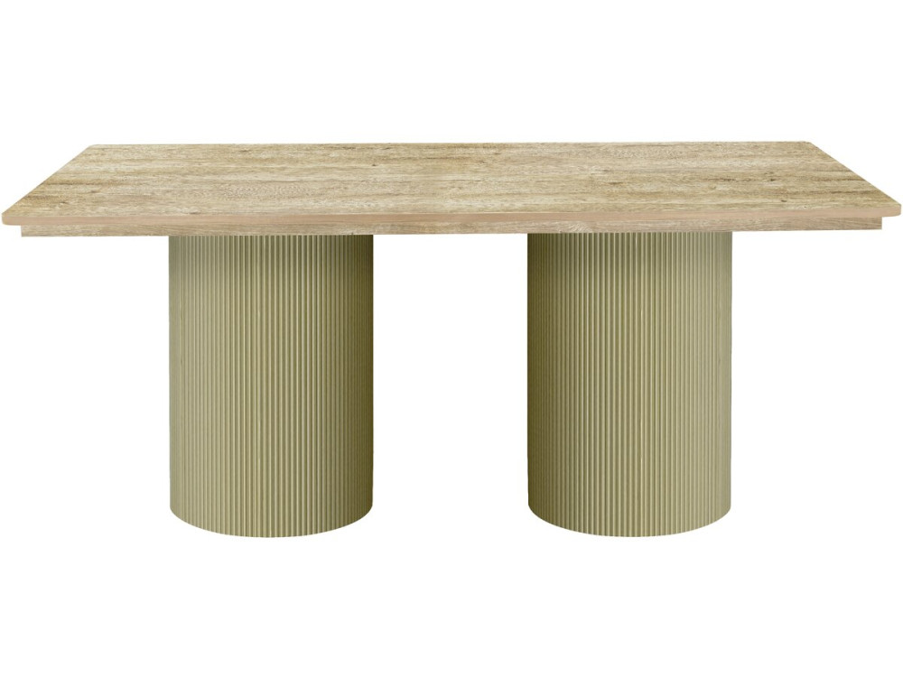Mesa de jantar oval de madeira "Zénith" - 180 cm - 8 lugares sentados - Bege