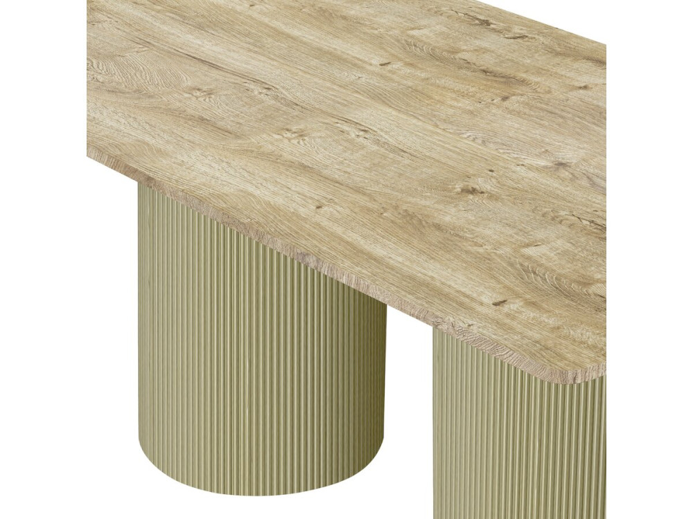 Mesa de jantar oval de madeira "Zénith" - 180 cm - 8 lugares sentados - Bege