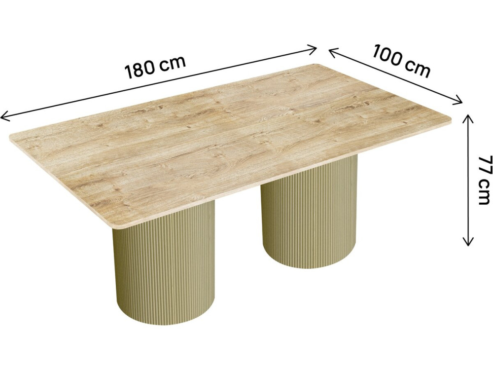 Mesa de jantar oval de madeira "Zénith" - 180 cm - 8 lugares sentados - Bege