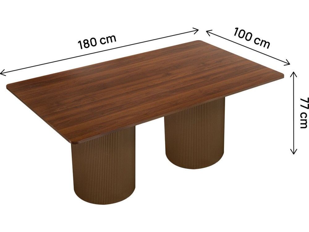 Mesa de jantar oval de madeira "Zénith" - 180 cm - Assentos 8 - Castanho