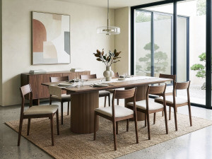 Mesa de jantar oval de madeira "Zénith" - 180 cm - Assentos 8 - Castanho 2