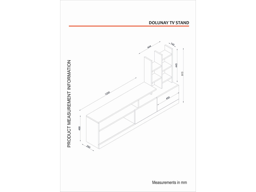 Mesa de TV em madeira "Dolunay" - 164 x 25 x 91 cm - Branco