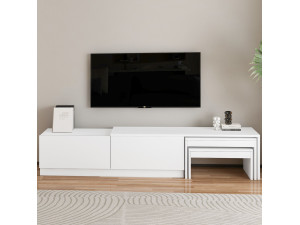 Suporte de TV em madeira "Nest" - 180 x 30 x 36 cm - Branco 2
