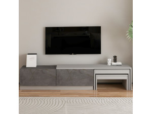 Suporte de TV em madeira "Nest" - 180 x 30 x 36 cm - Cinzento 2