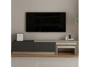 Suporte de TV em madeira "Nest" - 180 x 30 x 36 cm - Cinzento antracite 2
