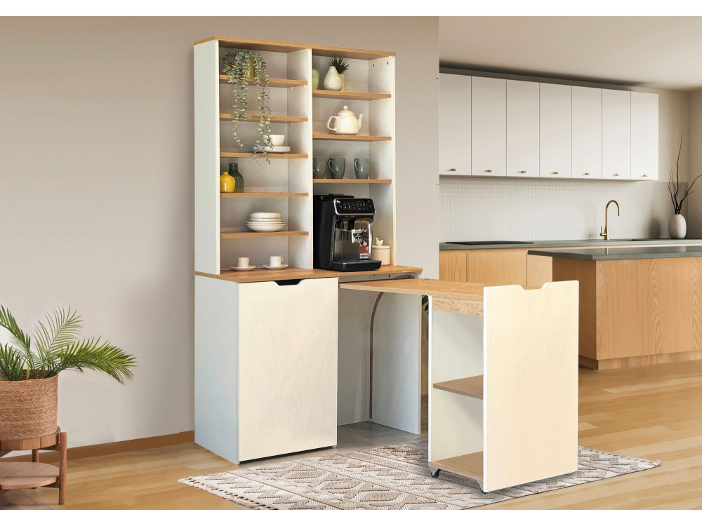 Base de café em madeira "Flexa" - 100 x 45 x 190 cm - Creme