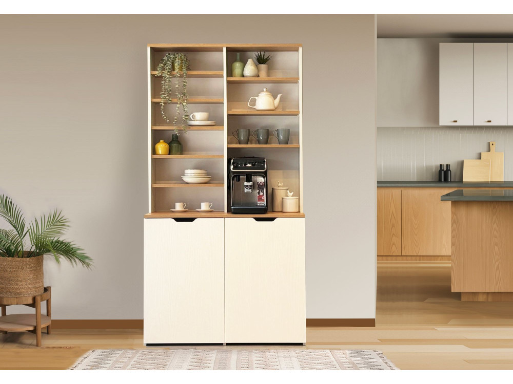 Base de café em madeira "Flexa" - 100 x 45 x 190 cm - Creme