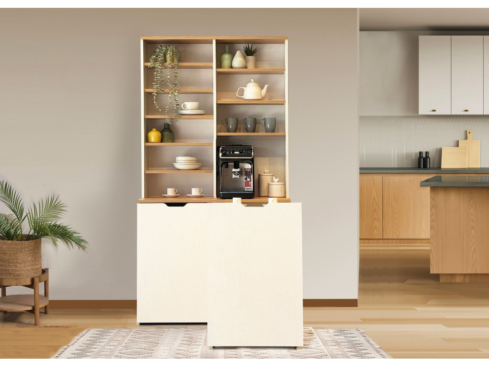 Base de café em madeira "Flexa" - 100 x 45 x 190 cm - Creme