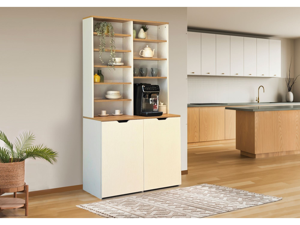 Base de café em madeira "Flexa" - 100 x 45 x 190 cm - Creme