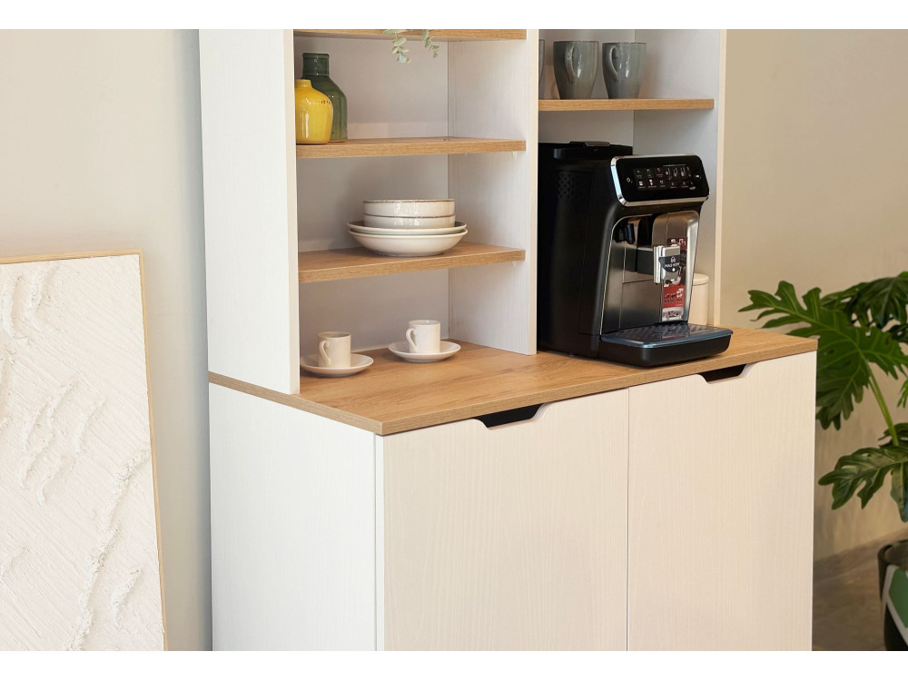 Base de café em madeira "Flexa" - 100 x 45 x 190 cm - Creme