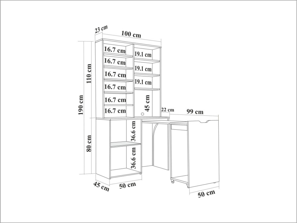 Base de café em madeira "Flexa" - 100 x 45 x 190 cm - Creme