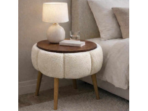 Mesa de apoio de madeira "Papatya" - 45 x 45 x 44 cm - Creme 2