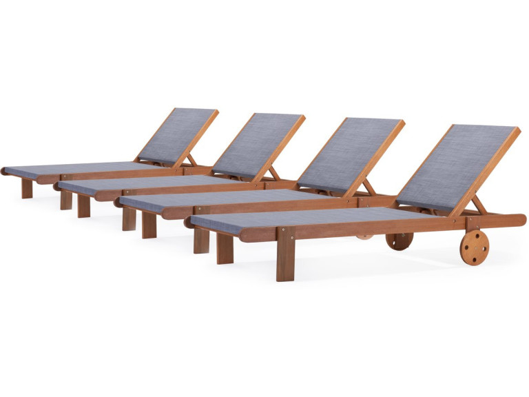 Espreguiçadeira de madeira "Saïgon" - Maple - Cinza - Lote de 4