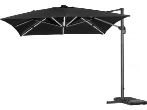 Guarda-sol de jardim offset LED de alumínio "Sun 3 Luxe" 3 x 3 m - Preto