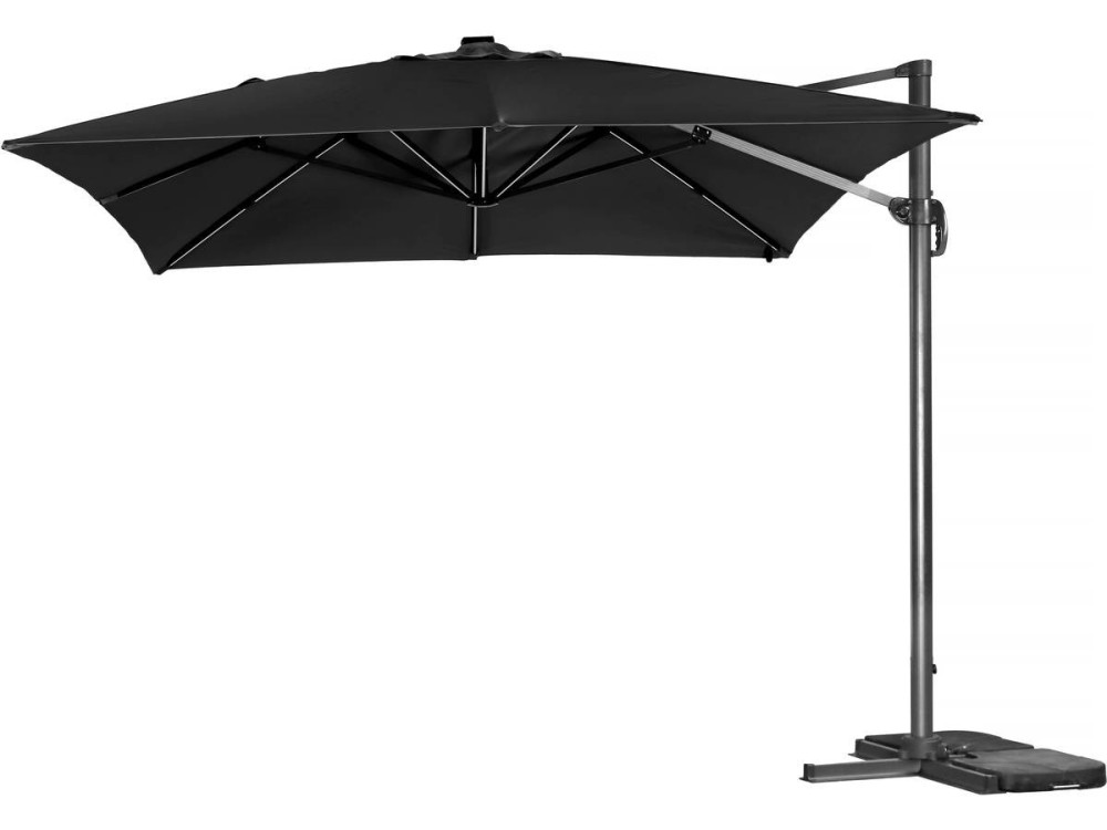 Guarda-sol de jardim offset LED de alumínio "Sun 3 Luxe" 3 x 3 m - Preto