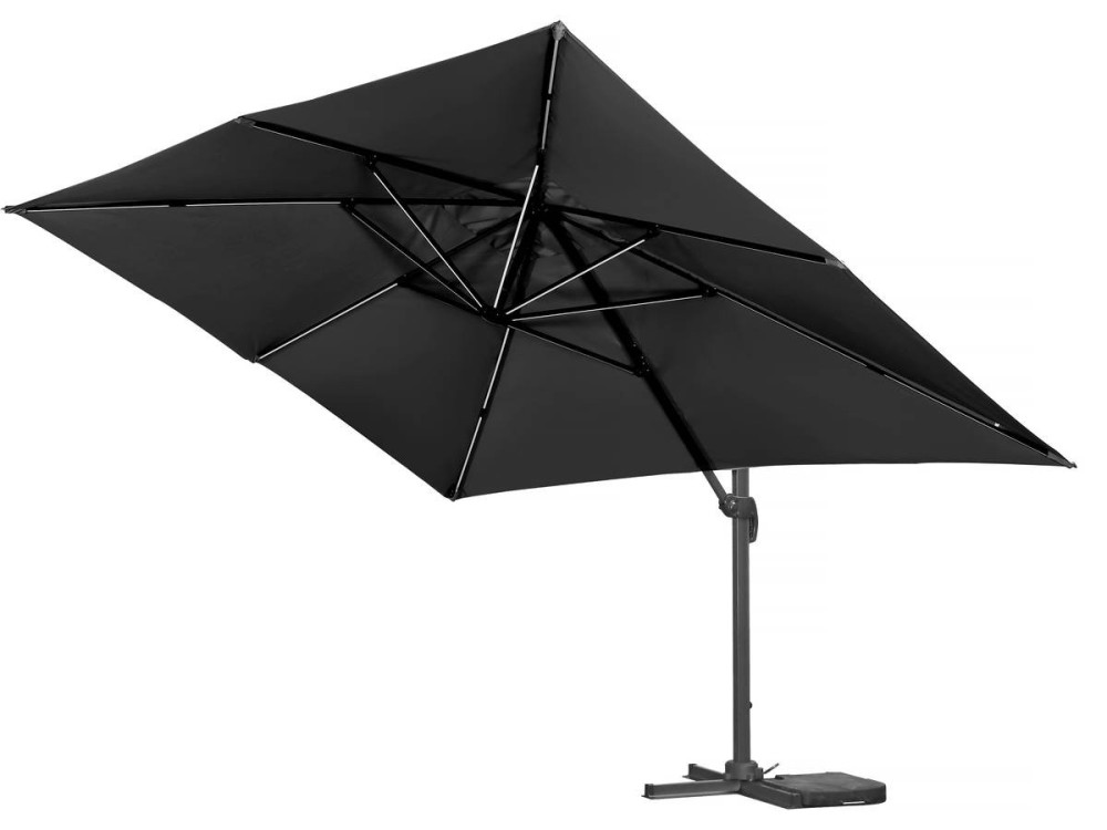 Guarda-sol de jardim offset LED de alumínio "Sun 3 Luxe" 3 x 3 m - Preto