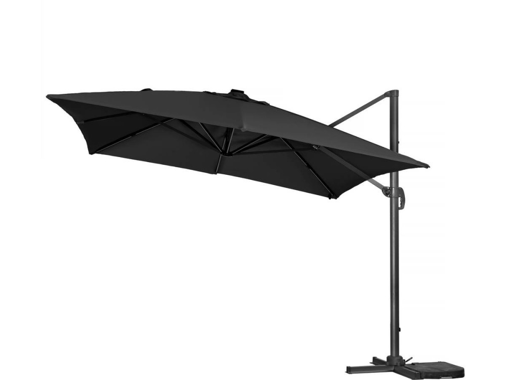 Guarda-sol de jardim offset LED de alumínio "Sun 3 Luxe" 3 x 3 m - Preto