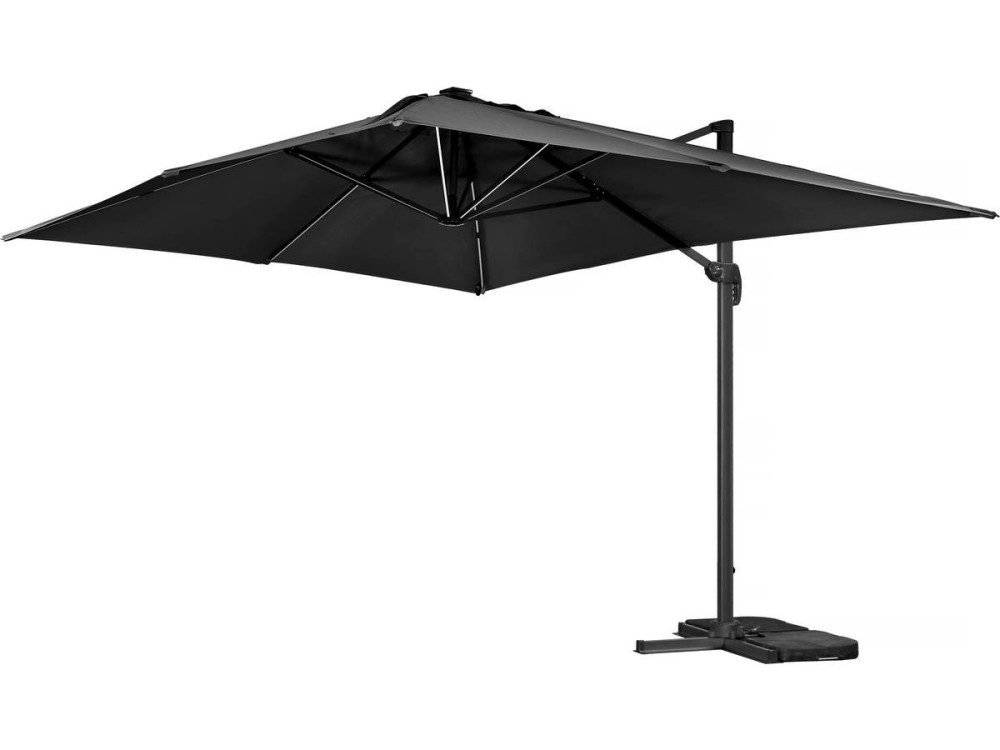 Guarda-sol de jardim offset LED de alumínio "Sun 3 Luxe" 3 x 3 m - Preto