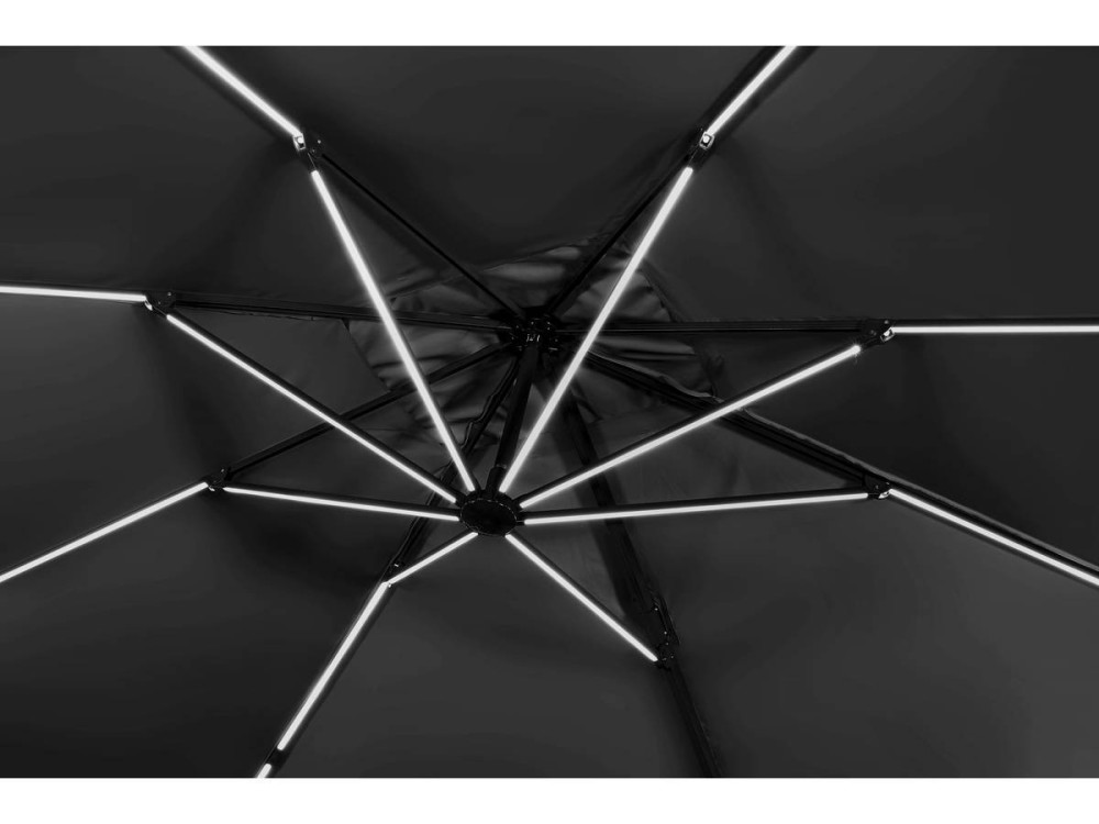 Guarda-sol de jardim offset LED de alumínio "Sun 3 Luxe" 3 x 3 m - Preto