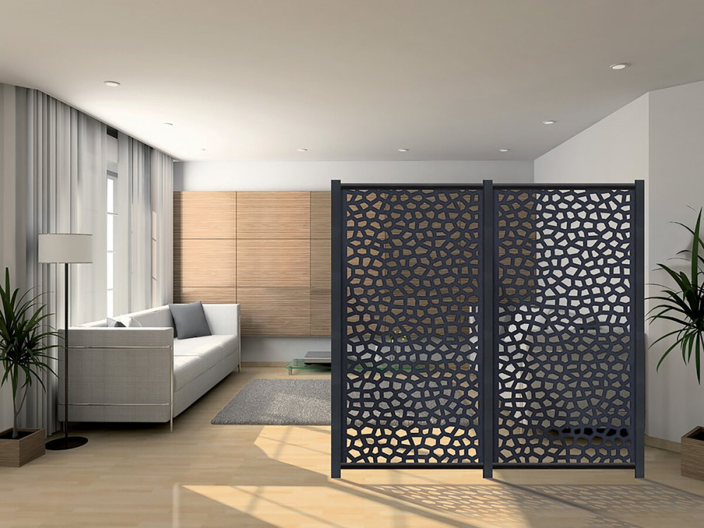 Painel decorativo - "Mosaico" - Conjunto de 5 - 1.00 x 2.00 m - Cinzento