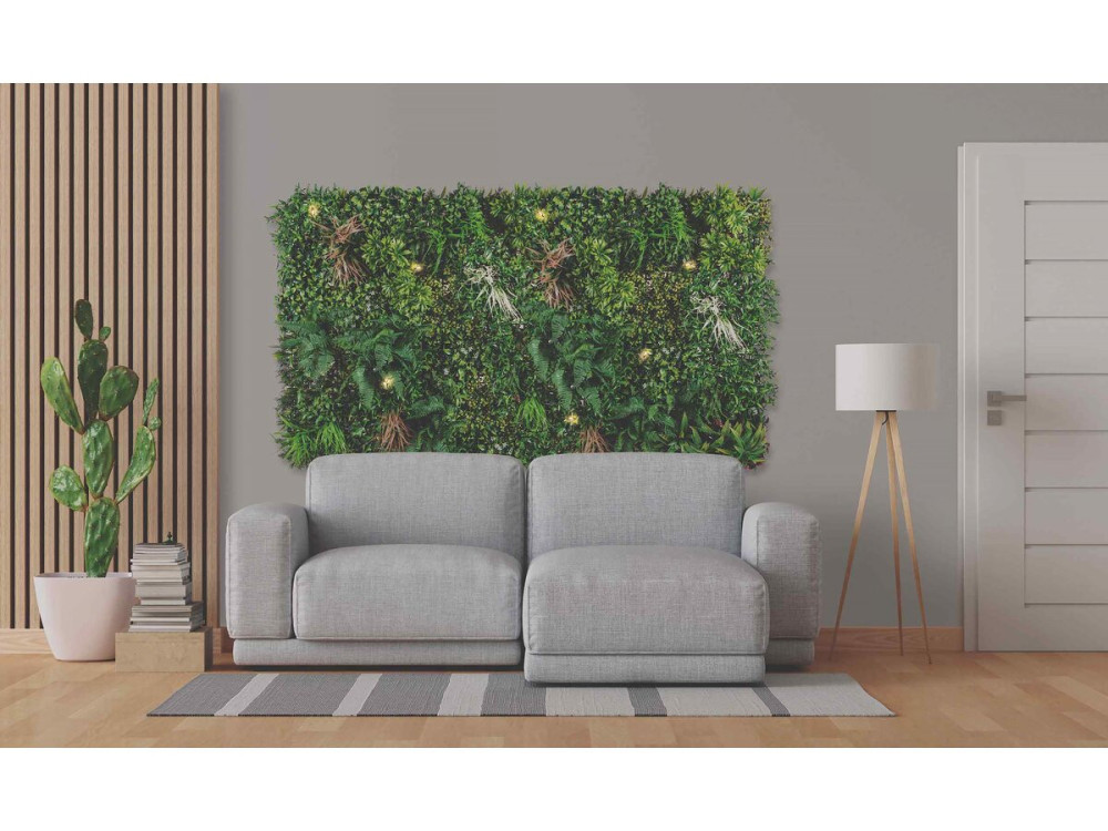 Placa de relva - "Vertical Sauvage Led" - Conjunto de 4 - 1.00 x 1.00 m - Verde