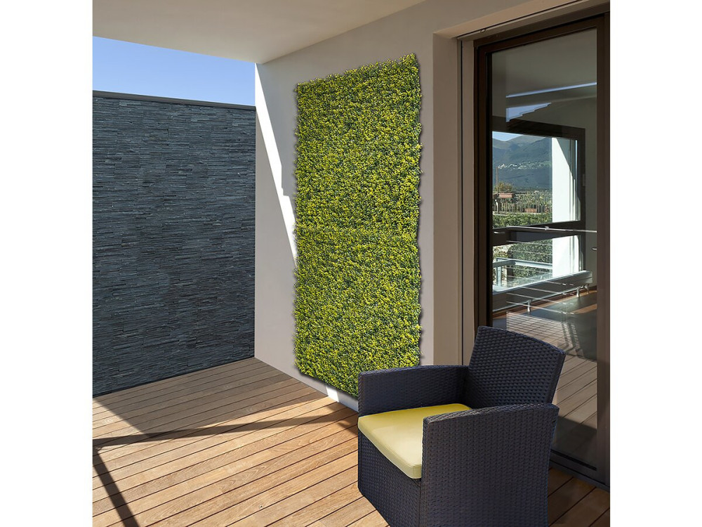 Painel vegetal "Buxus" vertical - Conjunto de 4 - 1,00 x 1,00 m - Verde