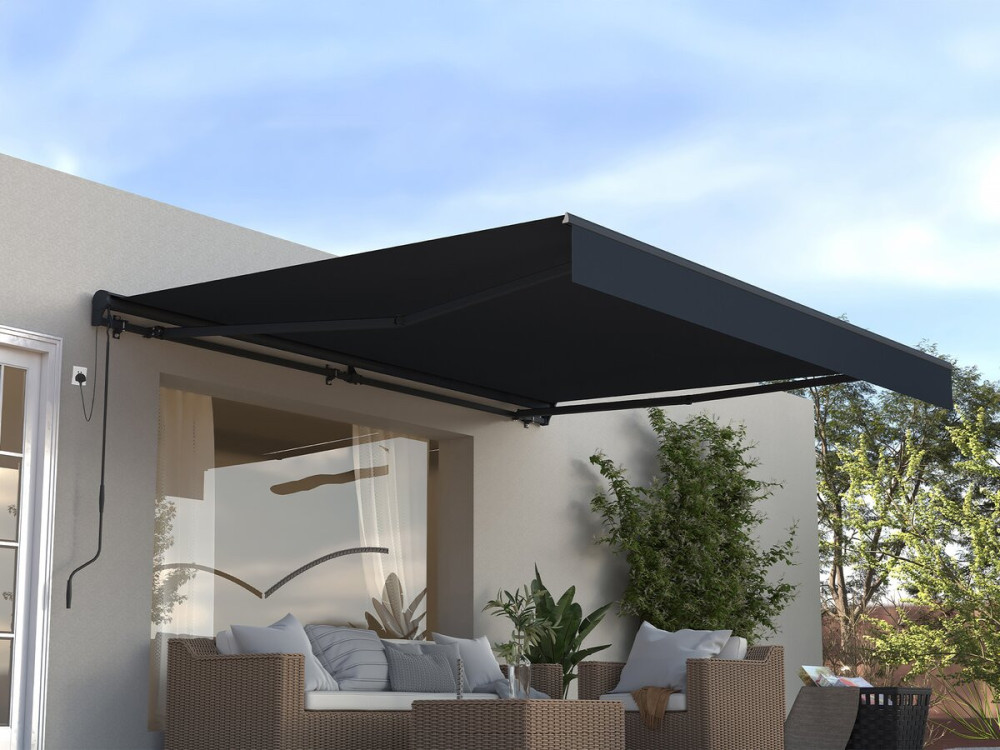 Toldo retrátil motorizado em alumínio "Ombra 4" de 4 x 3 m - Cinzento antracite