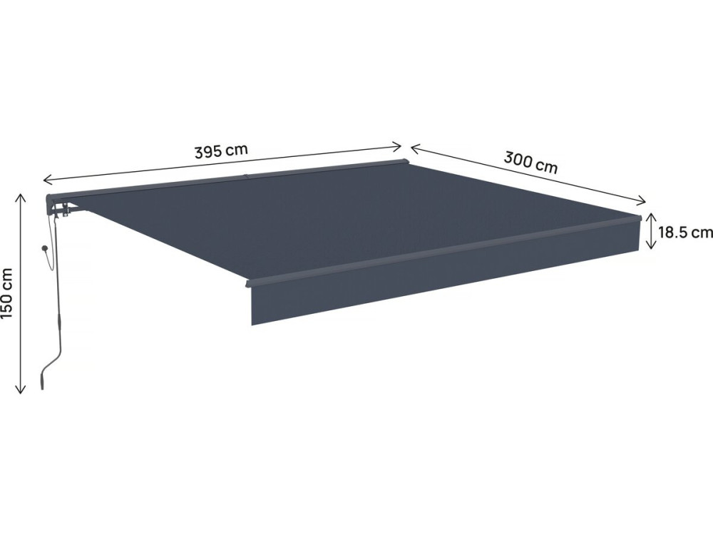 Toldo retrátil motorizado em alumínio "Ombra 4" de 4 x 3 m - Cinzento antracite