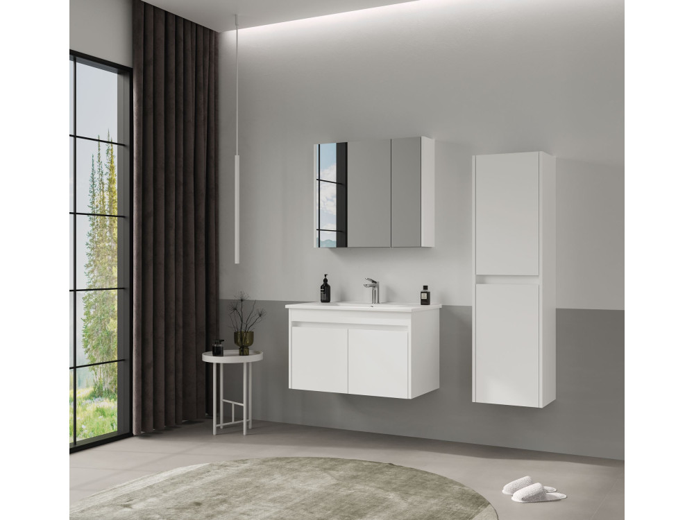 Armário de casa de banho «Side 40» - 40 x 27 x 138 cm - Branco mate