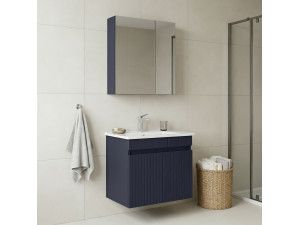 Conjunto de móvel com lavatório e espelho (2 peças) «Tivoli 65» - 65 x 45 x 57 cm - Azul-marinho mate 2
