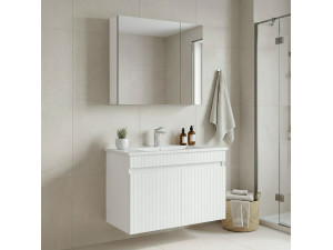Conjunto de móvel de lavatório com espelho (2 peças) «Tivoli 85» - 85 x 45 x 57 cm - Branco mate 2