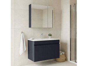 Conjunto de móvel de lavatório com espelho (2 peças) «Tivoli 85» - 85 x 45 x 57 cm - Azul-marinho mate 2