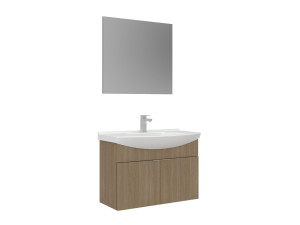 Conjunto de móvel de lavatório com espelho (2 peças) «Purus 80» - 80 x 50 x 58 cm - Carvalho
