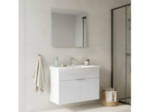 Conjunto de móvel de lavatório com espelho (2 peças) «Purus 80» - 80 x 50 x 58 cm - Branco 2