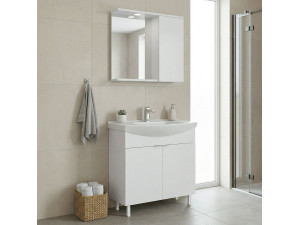 Conjunto de móvel com lavatório e espelho (2 peças) «Purus 80» - 80 x 50 x 83 cm - Branco 2