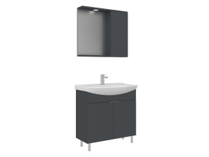 Conjunto de móvel com lavatório e espelho (2 peças) «Purus 80» - 80 x 50 x 83 cm - Antracite mate