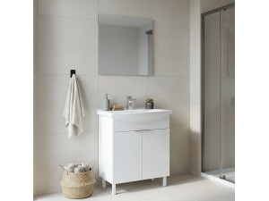 Conjunto de móvel com lavatório e espelho (2 peças) «Purus 80» - 80 x 50 x 83 cm - Branco 2