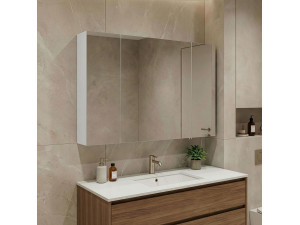Móvel de casa de banho com espelho «Side 100» - 100 x 16 x 66 cm - Branco mate 2