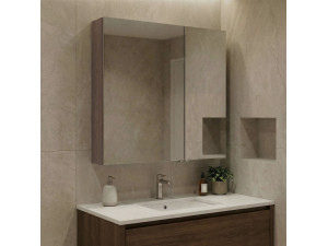 Móvel de casa de banho com espelho «Side 60» - 60 x 16 x 66 cm - Nogueira escura 2