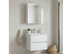 Conjunto de móvel com lavatório e espelho (2 peças) «Side 65 v2» - 65 x 45 x 52 cm - Branco mate 2