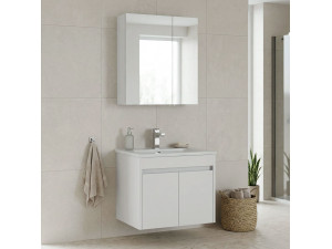 Conjunto de móvel com lavatório e espelho (2 peças) «Side 65 v2» - 65 x 45 x 52 cm - Branco mate 2