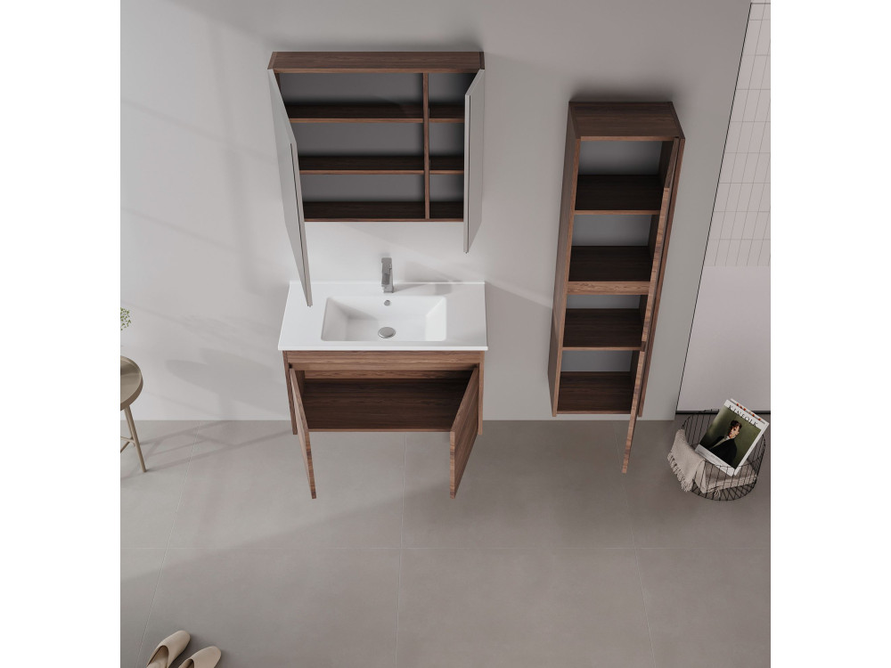 Móvel de lavatório «Side 85 v2» - 85 x 45 x 52 cm - Nogueira Escura