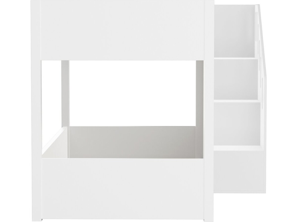 Cama de beliche em madeira com escada e arrumação «Léana» - 90 x 190 cm - Branco