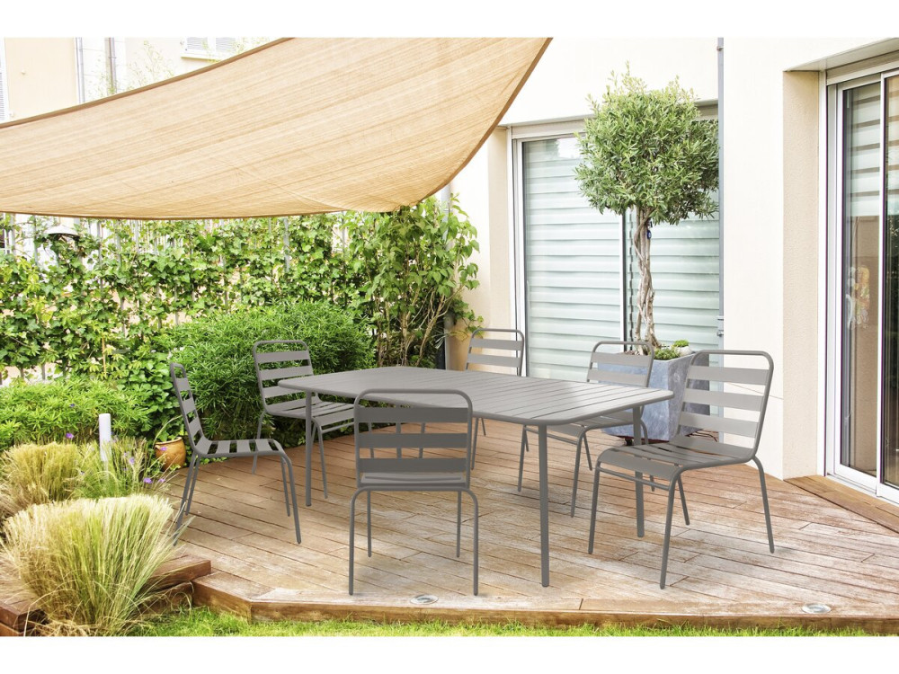 Mesa de jardim em metal Bilbau - 180 x 90 x 71 cm - Taupe