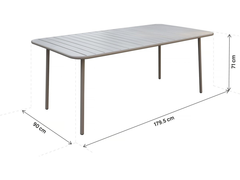 Mesa de jardim em metal Bilbau - 180 x 90 x 71 cm - Taupe