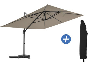 Guarda-sol de jardim deslocado em alumínio "Sky 4" - 3 x 4 m - Taupe - Com capa de proteção