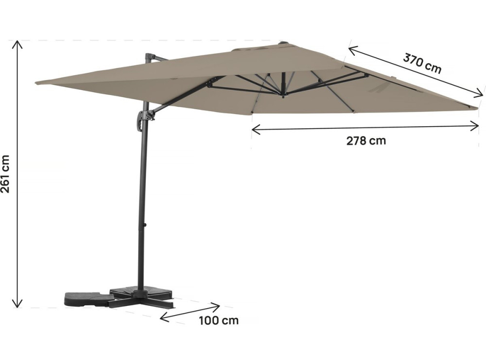 Guarda-sol de jardim deslocado em alumínio "Sky 4" - 3 x 4 m - Taupe - Com capa de proteção